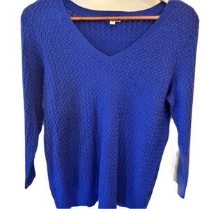 Talbots Blue Women's V-Neck Knit Top Size S